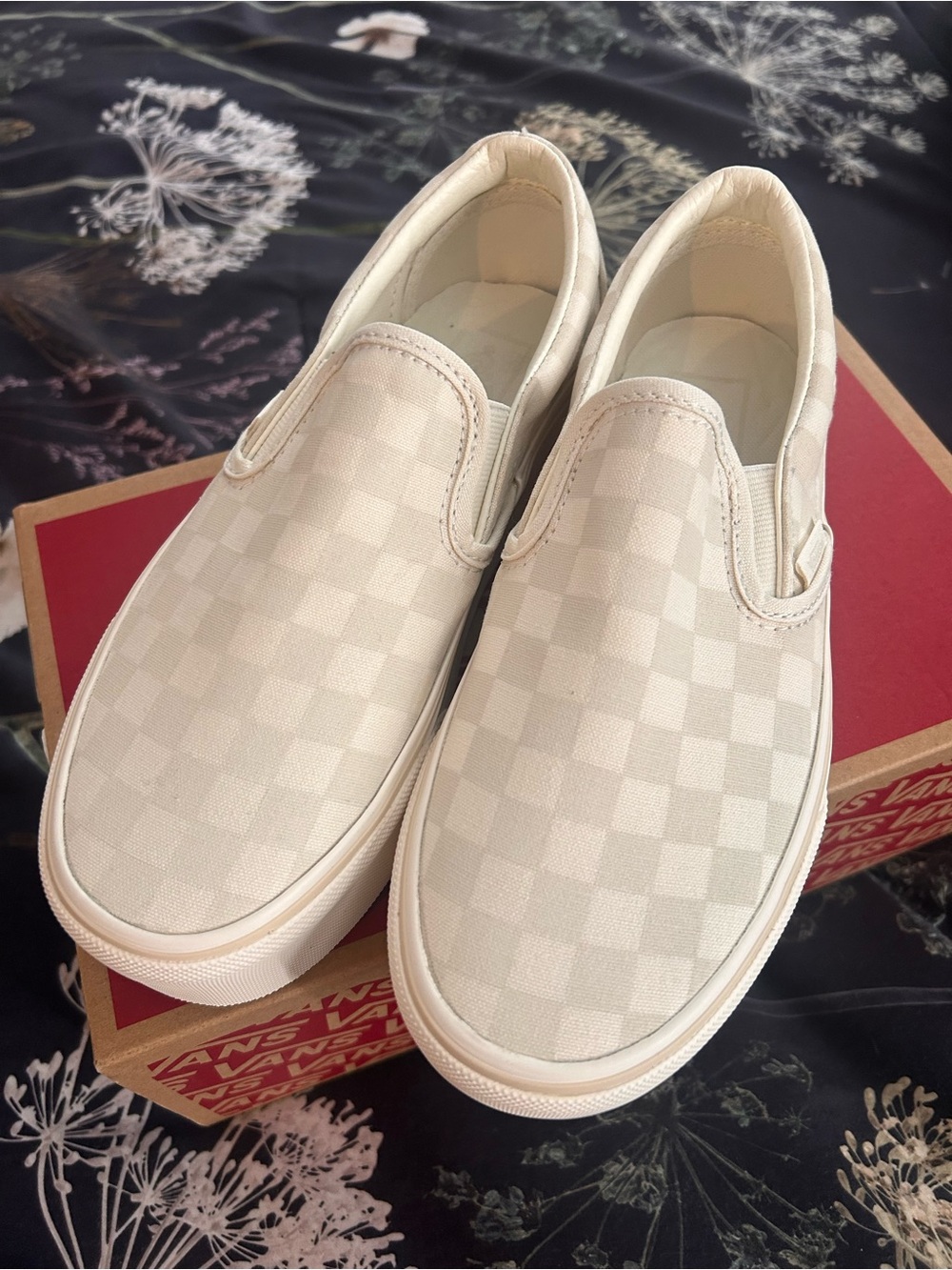 Vans Checkerboard Slip-On Stackform in Marshmallow Cream